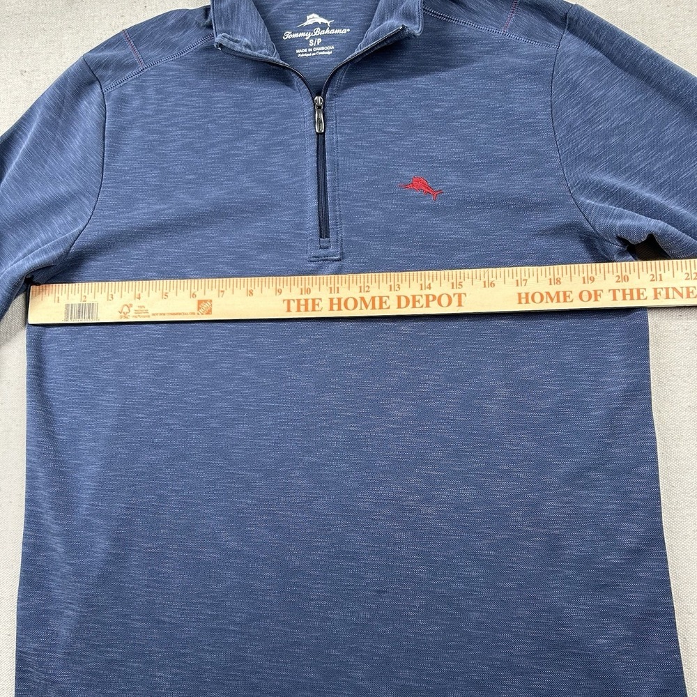 Tommy Bahama Sweater Mens Sm 1/4 Zip Tencel Modal Heathered Blue Mock Neck Golf - Picture 6 of 8